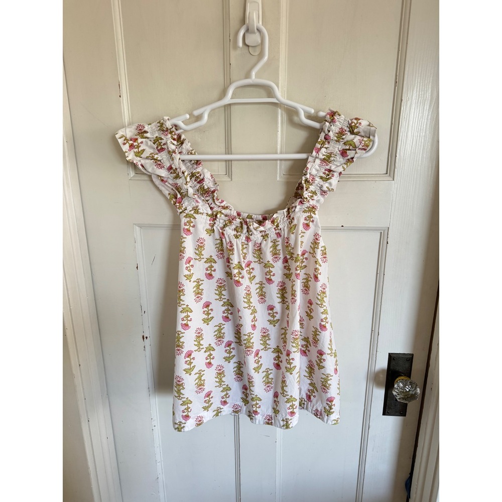 Piyama floral print ruffle sleeve cotton pajama top size xl